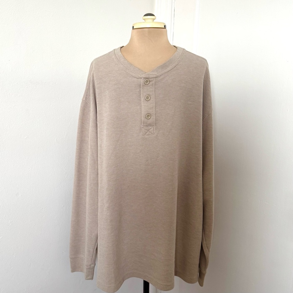 🎀5/$25 Men’s Cabela's Redhead Thermal Henley Tan Long Sleeve Shirt size XXL